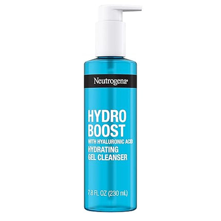 Neutrogena Hydro Boost Facial Cleansing Gel, Hydrating Gentle Face Cleanser and Makeup Remover with Hyaluronic Acid, Hypoallergenic Formula, 7.8 FL OZ