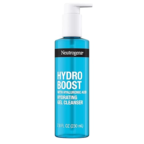 Neutrogena Hydro Boost Facial Cleansing Gel, Hydrating Gentle Face Cleanser and Makeup Remover with Hyaluronic Acid, Hypoallergenic Formula, 7.8 FL OZ