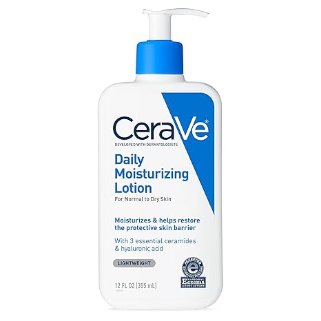 CeraVe Daily Moisturizing Lotion for Dry Skin | Body Lotion & Face Moisturizer with Hyaluronic Acid and Ceramides | Daily Moisturizer | Fragrance Free | Oil-Free | 12 Ounce