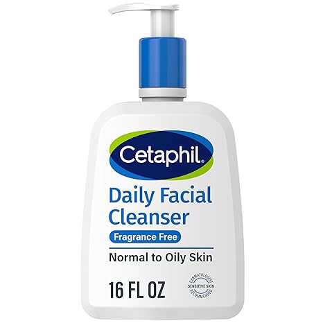 Face Wash by CETAPHIL, Daily Facial Cleanser for Sensitive, Combination to Oily Skin, NEW 16 Oz, Fragrance Free ,Gentle Foaming, Soap Free, Hypoallergenic