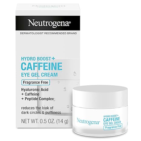 Neutrogena Hydro Boost + Eye Cream for Dark Circles & Puffiness, Under Eye Cream with Caffeine, Hyaluronic Acid and Peptides, Fragrance Free, 0.5 oz