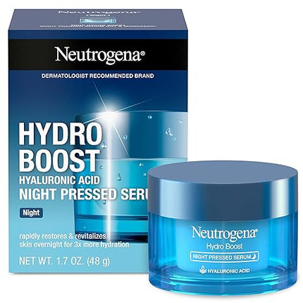 Neutrogena Hydro Boost Night Pressed Serum with Hyaluronic Acid For Face with Pro Vitamin B5, Rich Hydrating Face Serum for Dry Skin, Oil-Free, Non-Comedogenic, 1.7 OZ